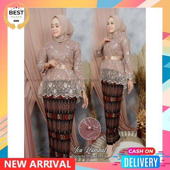 Ccod/ Model Terbaru Atasan Stelan Kebaya Tunik Tile Aurora Pita Tali Di Pinggang Full Puring Lembut 