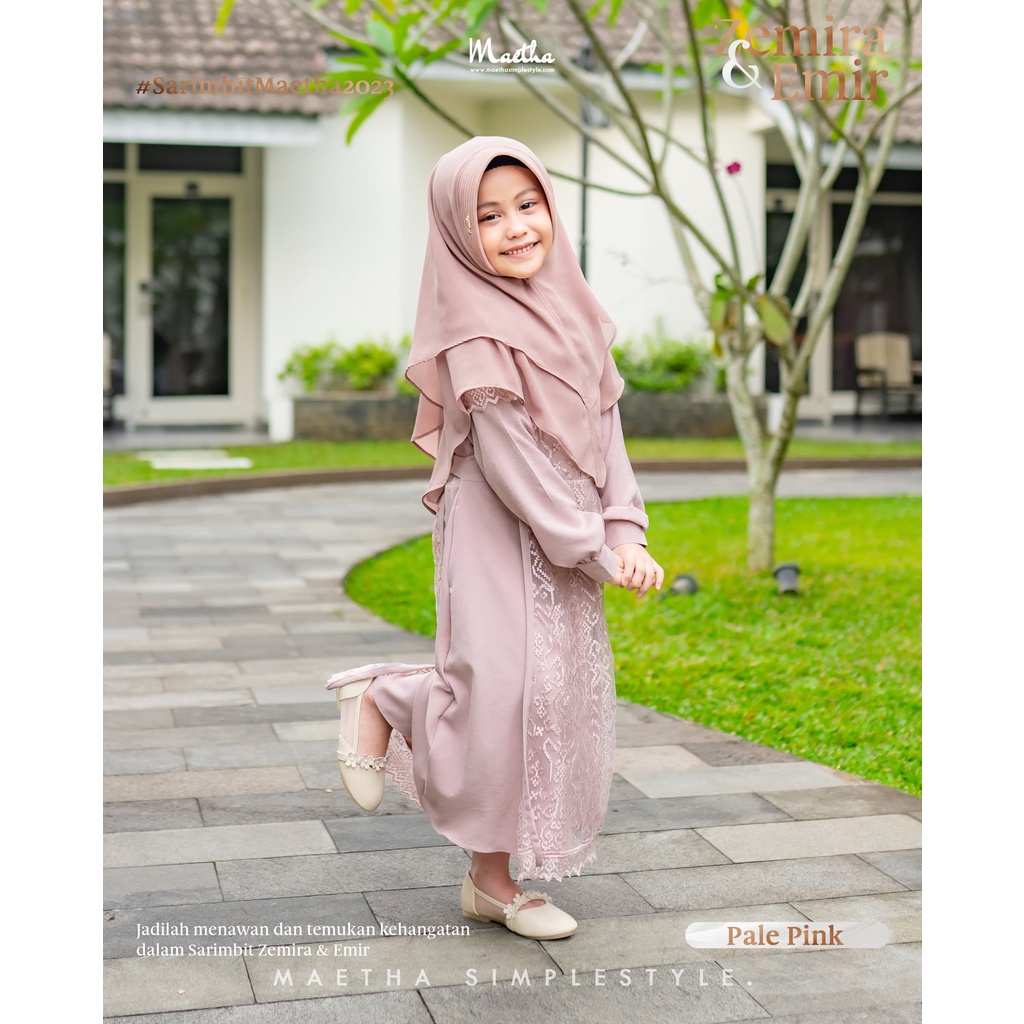 Maetha - Gamis Muslim Anak Zemira Series-Pale Pink