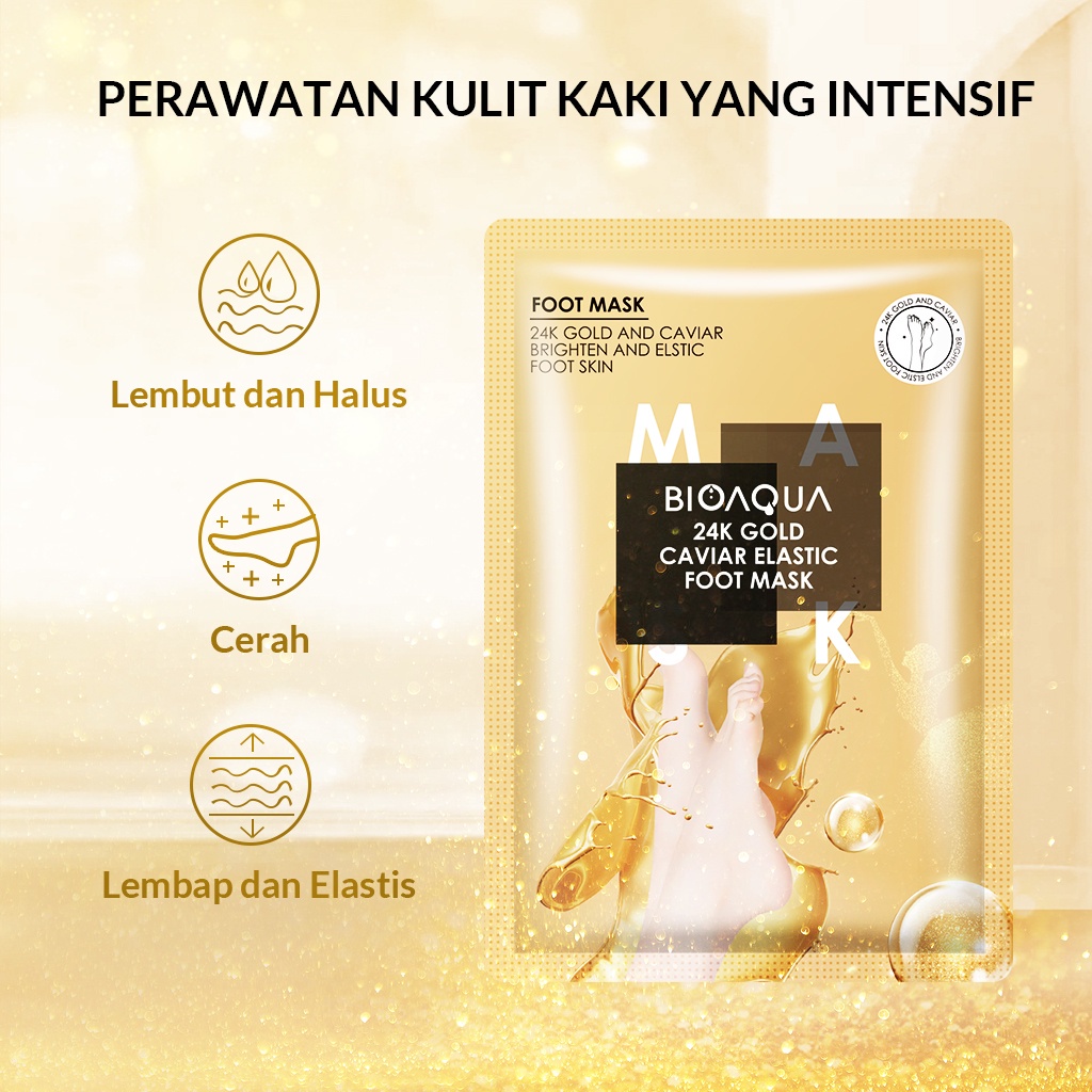 ✨ AKU MURAH ✨ BIOAQUA 24K Gold Caviar Brightening Foot Mask 35g / Moisturizing Masker Kaki Pengelupas Kulit Mati