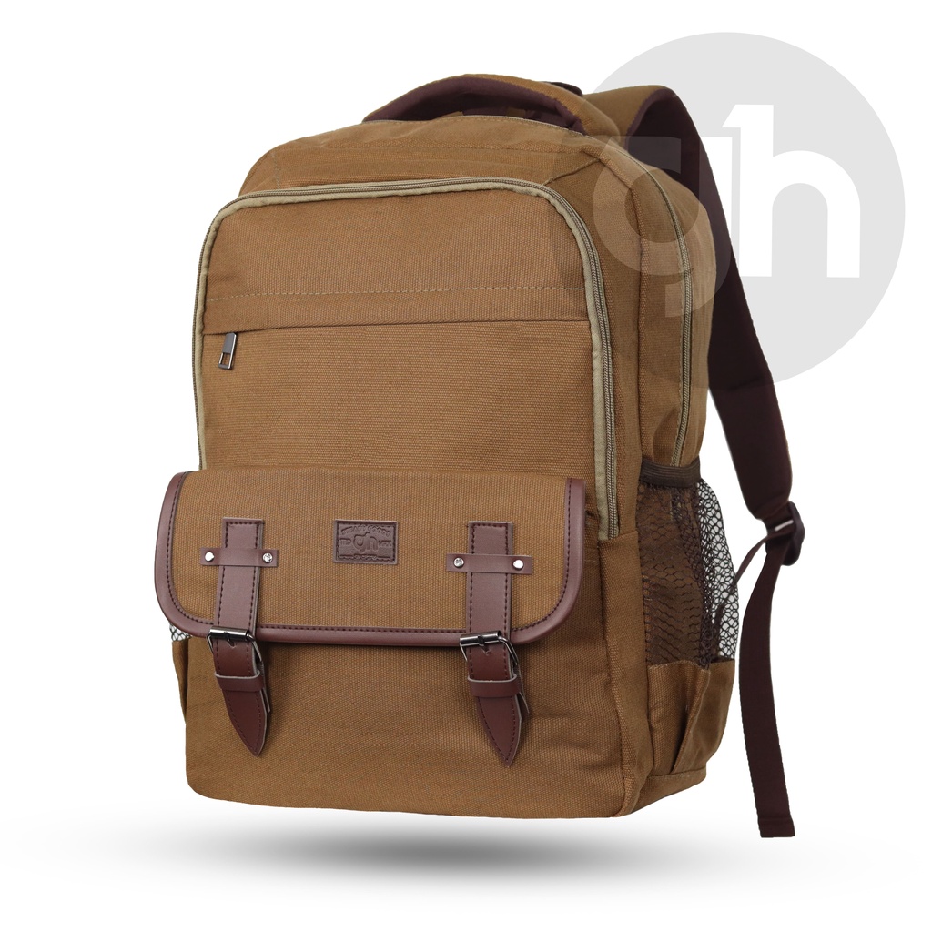 GH-Bag Tas Ransel Sekolah Kuliah Kerja Ransel Pria Wanita Backpack Laptop up to 15,6 inch Bronson Canvas Backpack