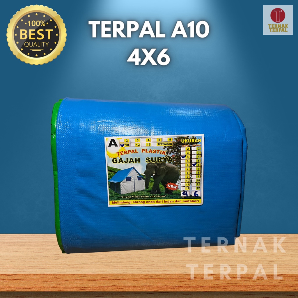 Terpal Plastik A10 4x6 Biru - Hijau Gajah Surya