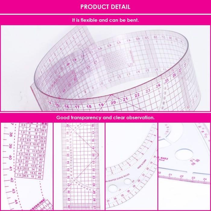 

Isi 7 Penggaris Pola Jahit Set Multi Function Sewing Rulers
