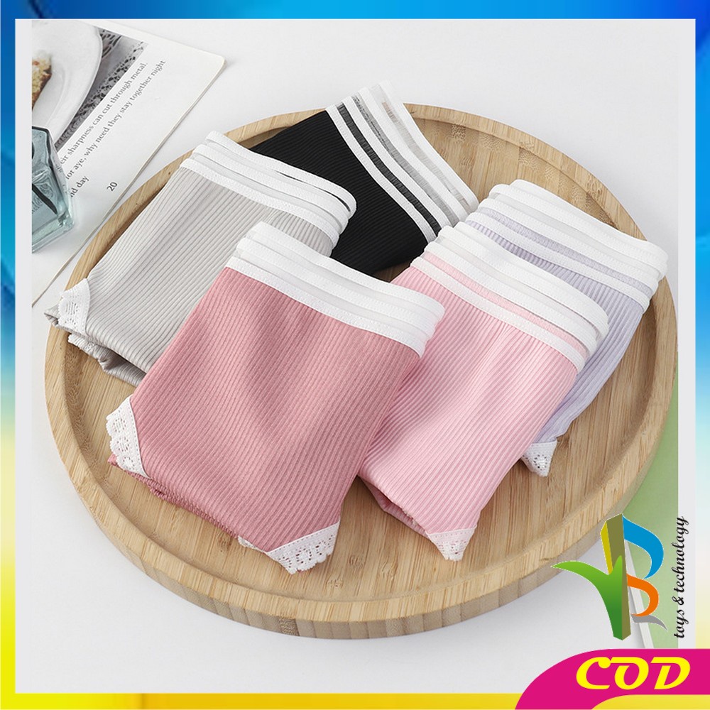 RB-P127 Celana Dalam Wanita Renda Motif Garis Polos CD Wanita Anti Nyeplak CD Warna Warni Polos Impor