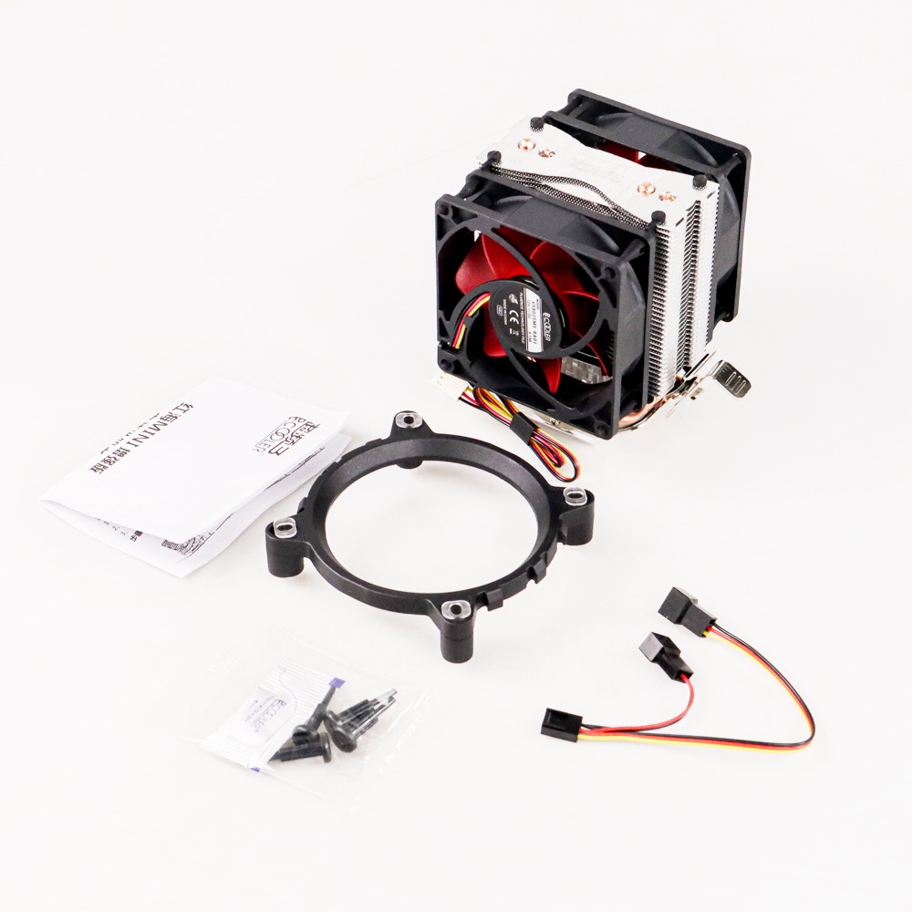 PcCooler Mini CPU Heatsink 2 Heatpipe with 2 Fan - VS8025 - Black/Red