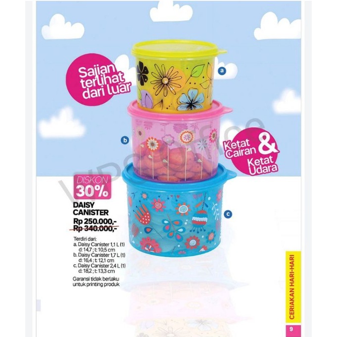 Daisy canister set tupperware / toples tupperware 3 warna