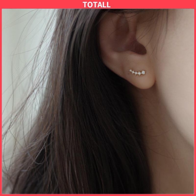 COD Anting Zirkon Set Mikro Sederhana  Baris Kecil Berlian Geometris  Anting Gandum Kecil yang Lucu-Totall