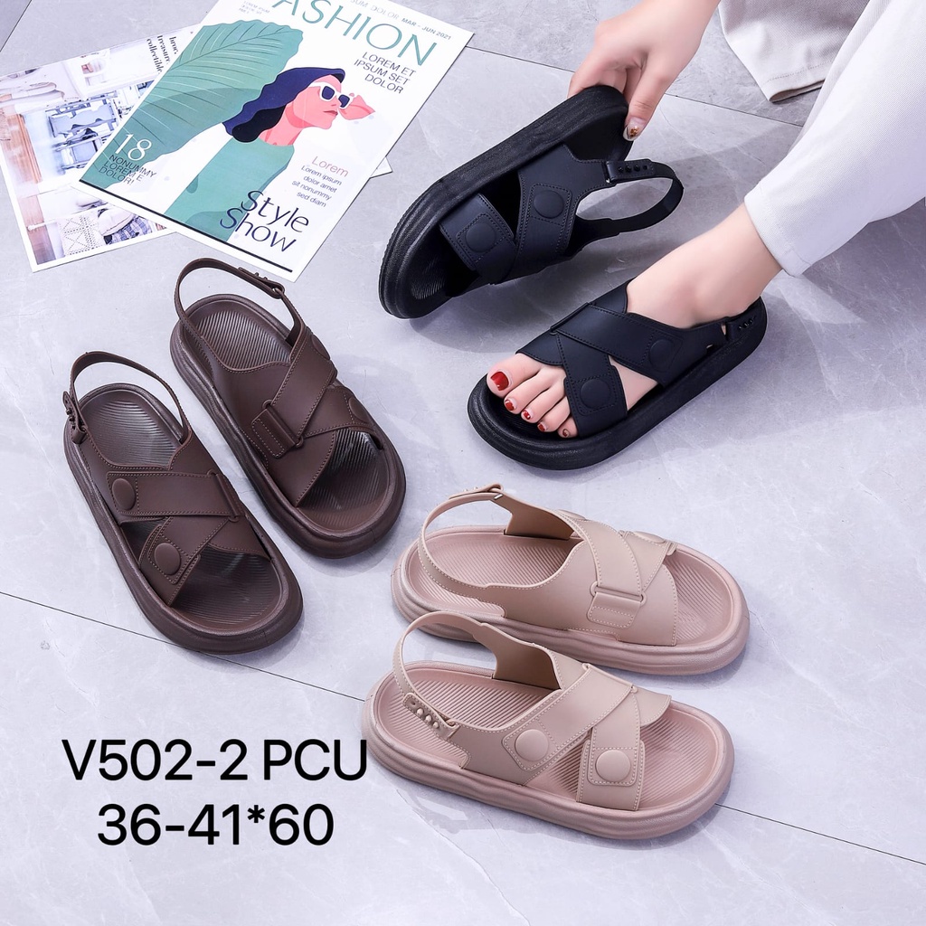 Sandal Wanita Terbaru /Sendal Selop Tali Jelly /Sendal Karet  Kekinian / v502-2