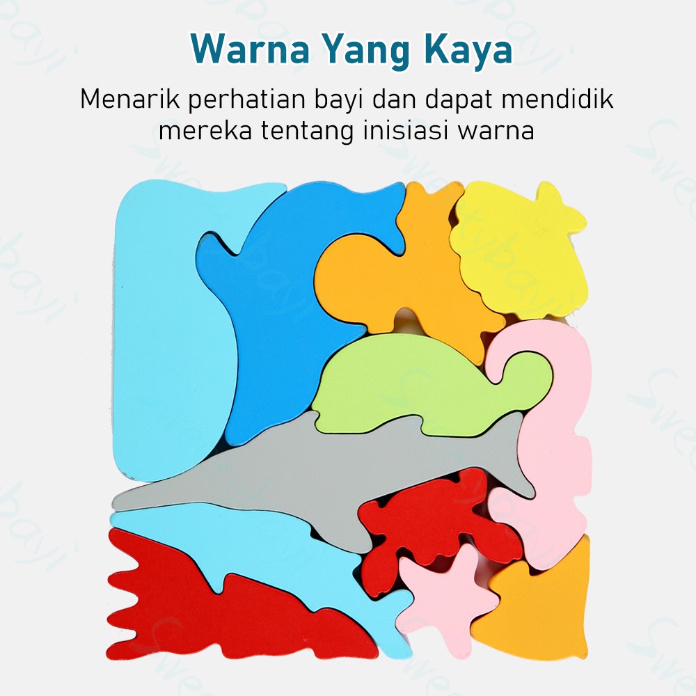 Sweetybayi Puzzle 3D Puzzle kayu mainan edukasi Wooden toys cocokkan bentuk