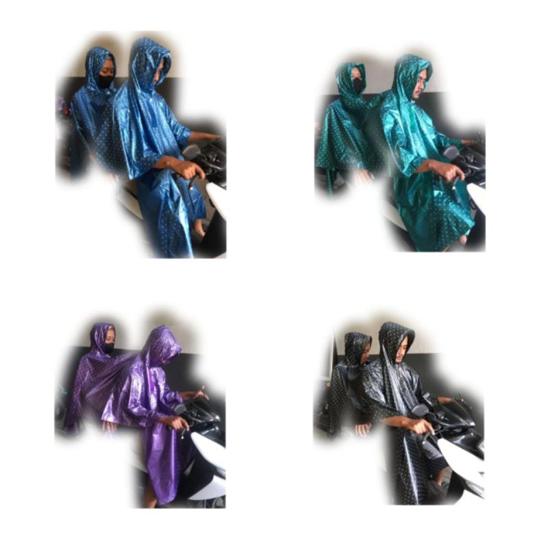 Jas Hujan Ponco polkadot 2 kepala Ponco mantel 2in1