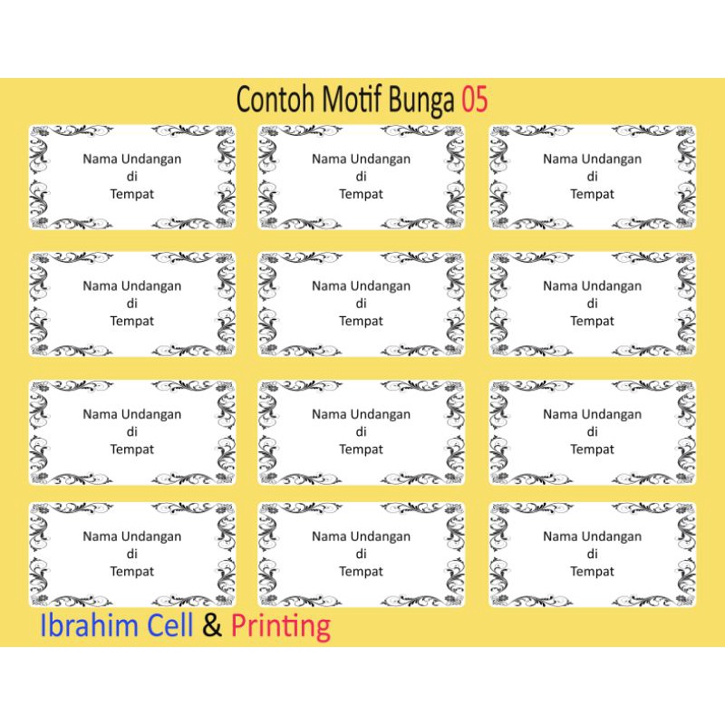 Label Nama Undangan 103 motif bunga 05