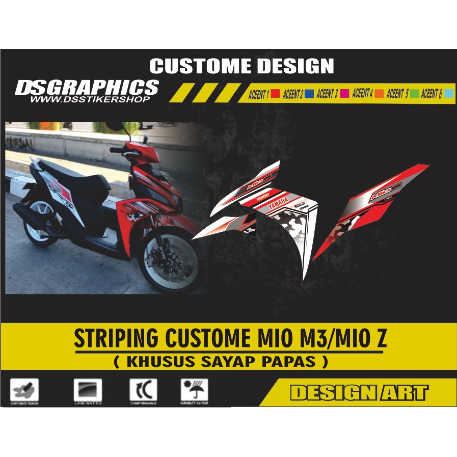 striping full body mio m3 warna merah-putih/striping yamaha mio m3/mio z