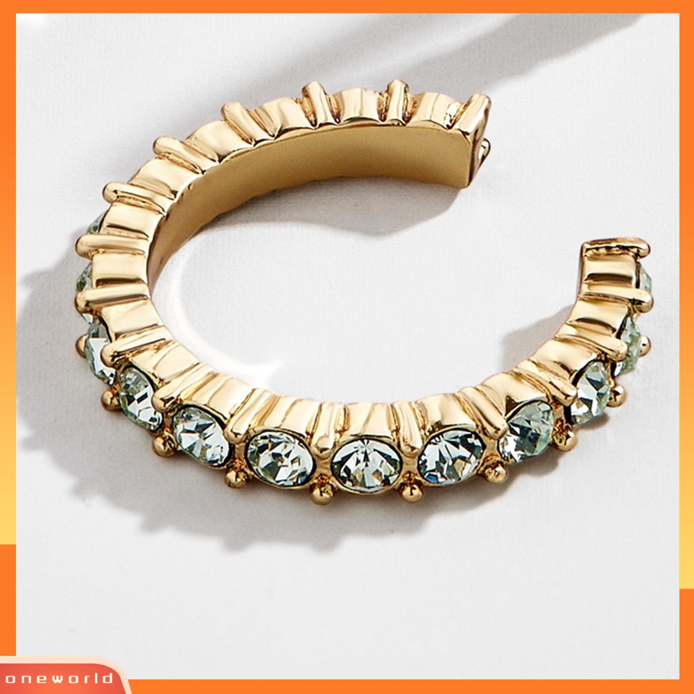 [WONE] 6pcs/set Lady Colorful Berlian Imitasi Telinga Manset Klip On Anting Tanpa Tindik Perhiasan