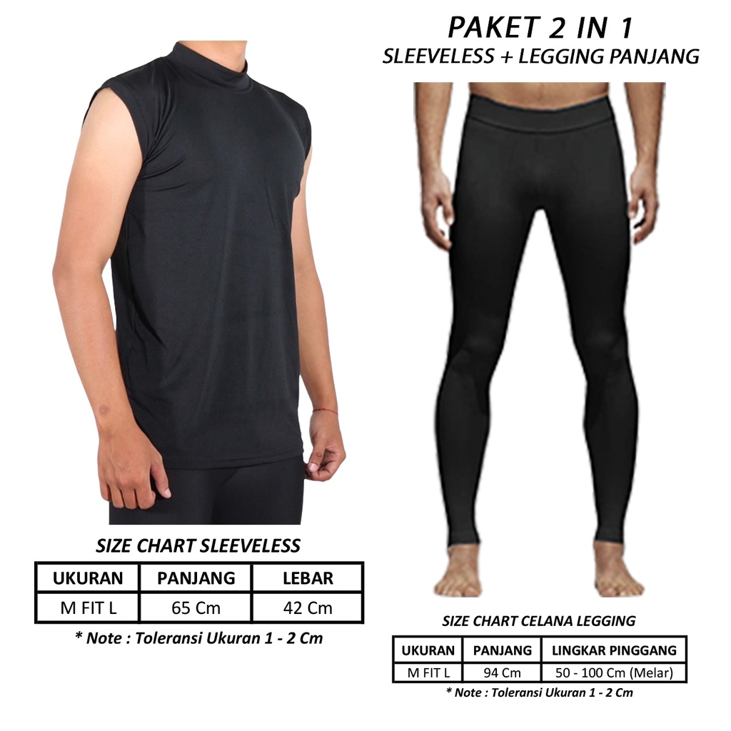 PAKET STELAN OLAHRAGA 2IN1 MANSET TANPA LENGAN DAN LEGGING PANJANG OLAHRAGA UNISEX KEREN