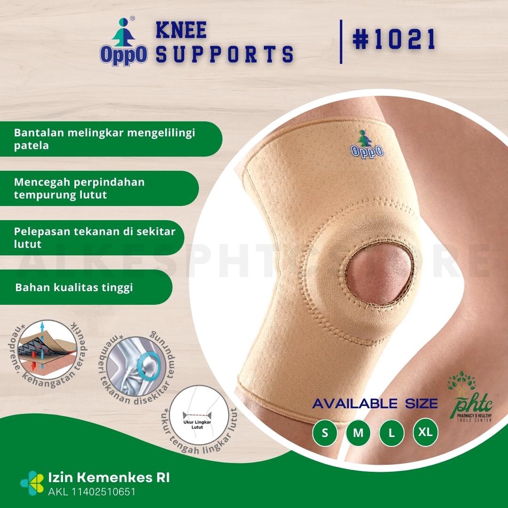 OPPO 1021 Knee Support Neoprene With Hole l Untuk Radang Sendi l Lutut Keseleo Atau Cedera