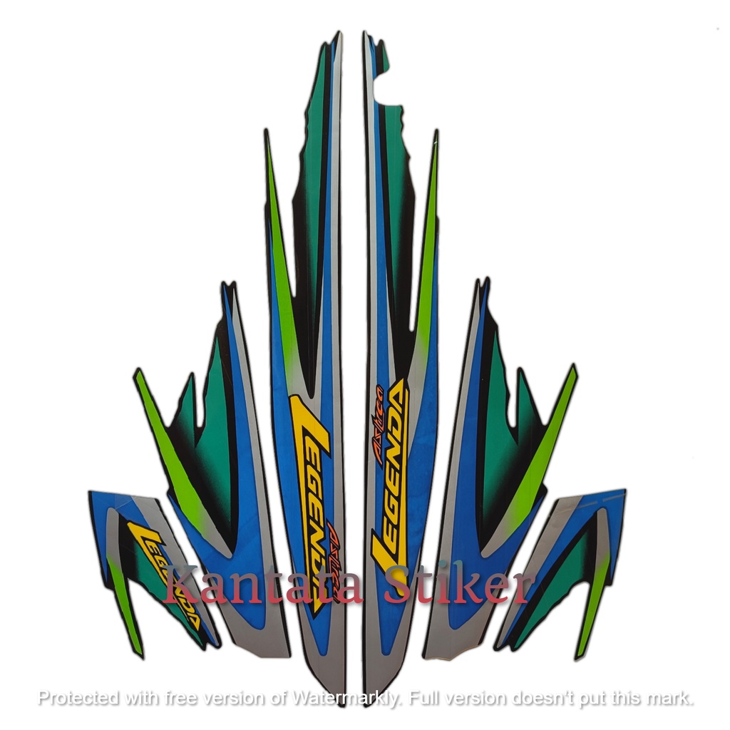 STIKER STRIPING LIS LES BODY MOTOR HONDA ASTREA LEGENDA 1 2001 HIJAU STANDAR FULL SET