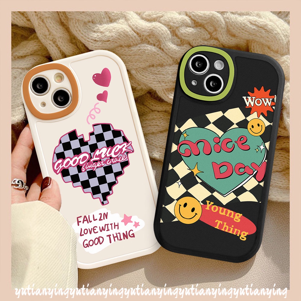 Case Pasangan Untuk Samsung A12 A13 A03s A04s A32 A04 A03 A73 A50s A53 A30s A23 A50 A21s A11 A52s A72 A52 A02s A31 A22 A33 A20s M23 A10s A71 A51 Smile Love Hati Papan Catur Soft Case