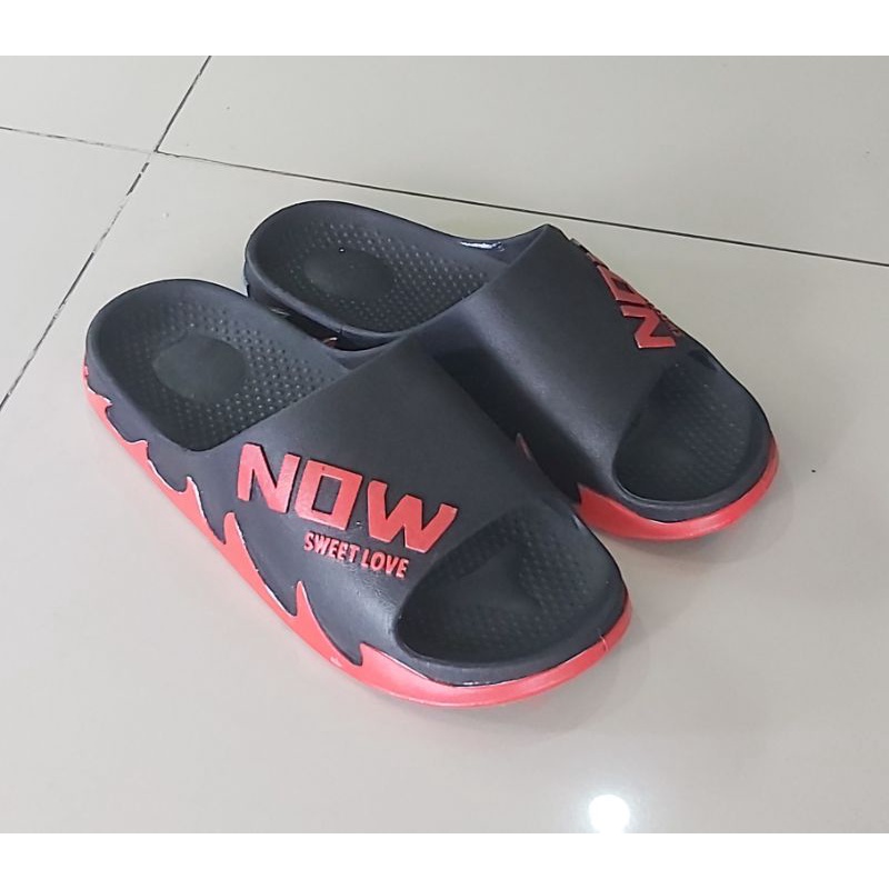 Sandal Karet Pria Q-Now Empuk Tebal Anti Selip Selop Pria PVC