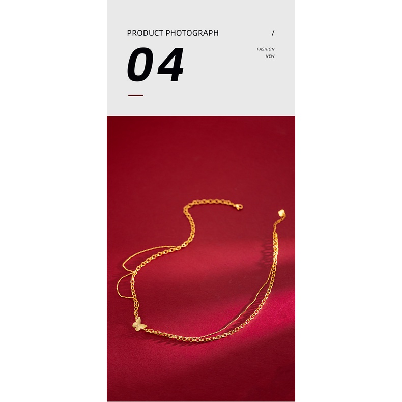 Goldkingdom Fashion Perhiasan 24 K Bangkok Aksesoris Ready Stock Kepribadian Panas Kupu-Kupu Kalung Perempuan Lembut Indah Kupu-Kupu Berlapis Emas Rantai