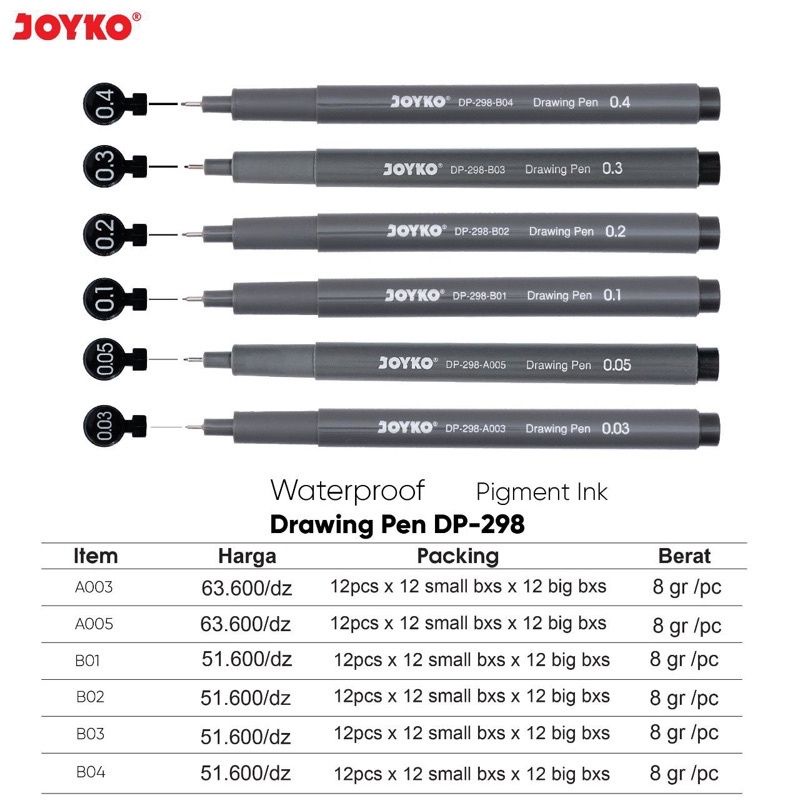 

PEN PENA DRAWING JOYKO DP-298 ECERAN / PENA GAMBAR JOYKO ( 1PCS )