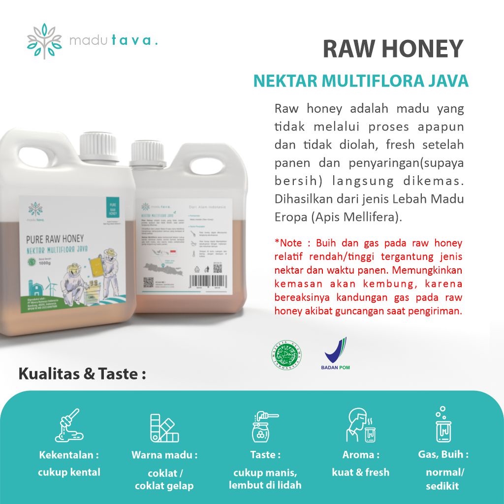 Madu Murni Asli Tava Nektar Multiflora Java 1kg Grade A 100% Alami Pure Natural Raw Honey