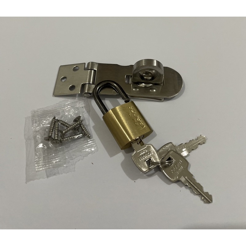 Paket gembok baja hitam 25mm soligen + overpal kunci stainless medium Soligen