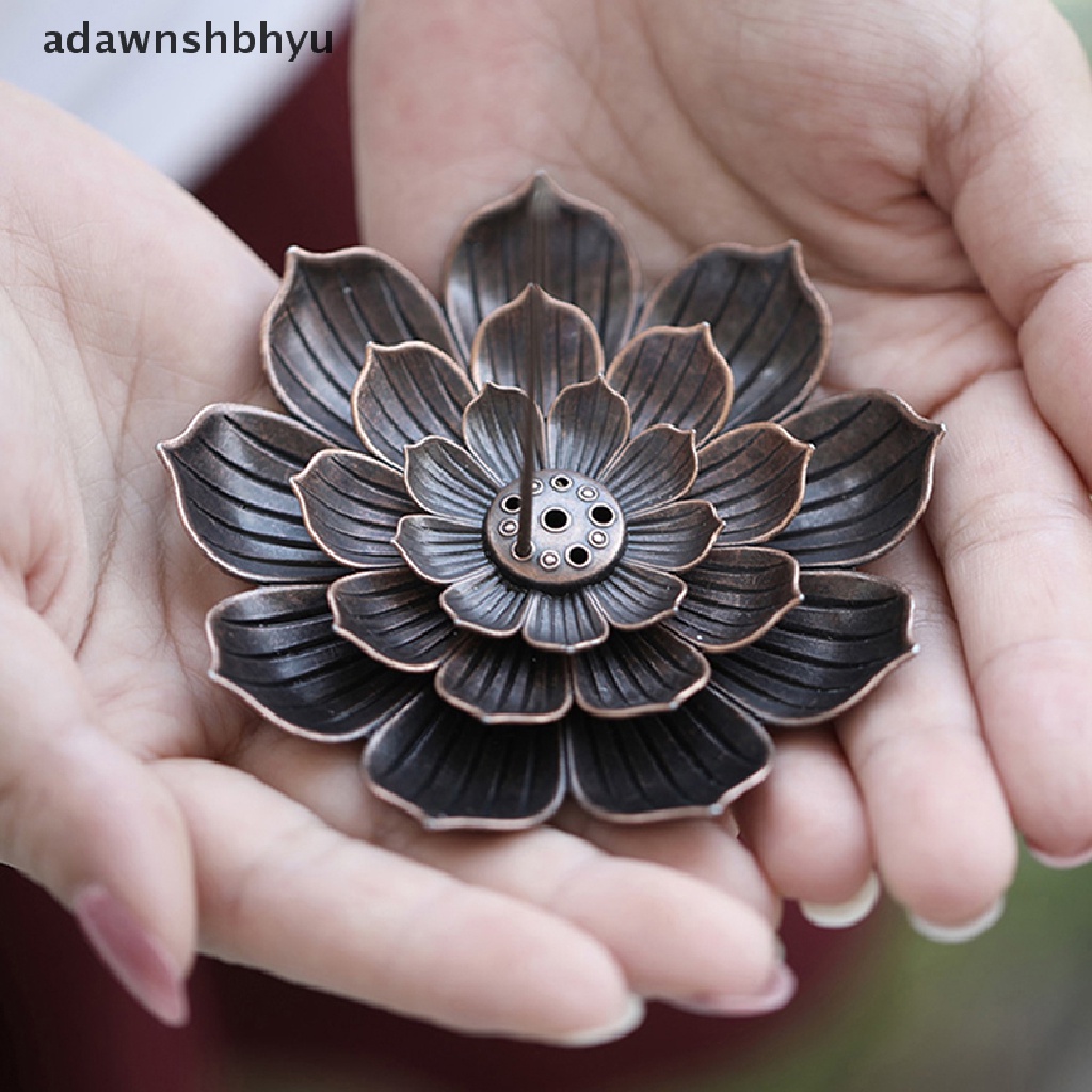Adawnshbhyu Alloy Tempat Bakar Dupa Stick Holder Plate Burner Plate Buddhism Coil Lotus Censer ID