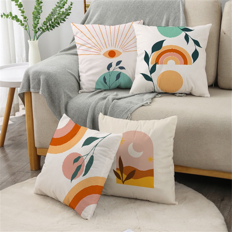 TORAIN 40x40cm Sarung Bantal Geometris Bunga Abstrak Ringan Hiasan Sofa