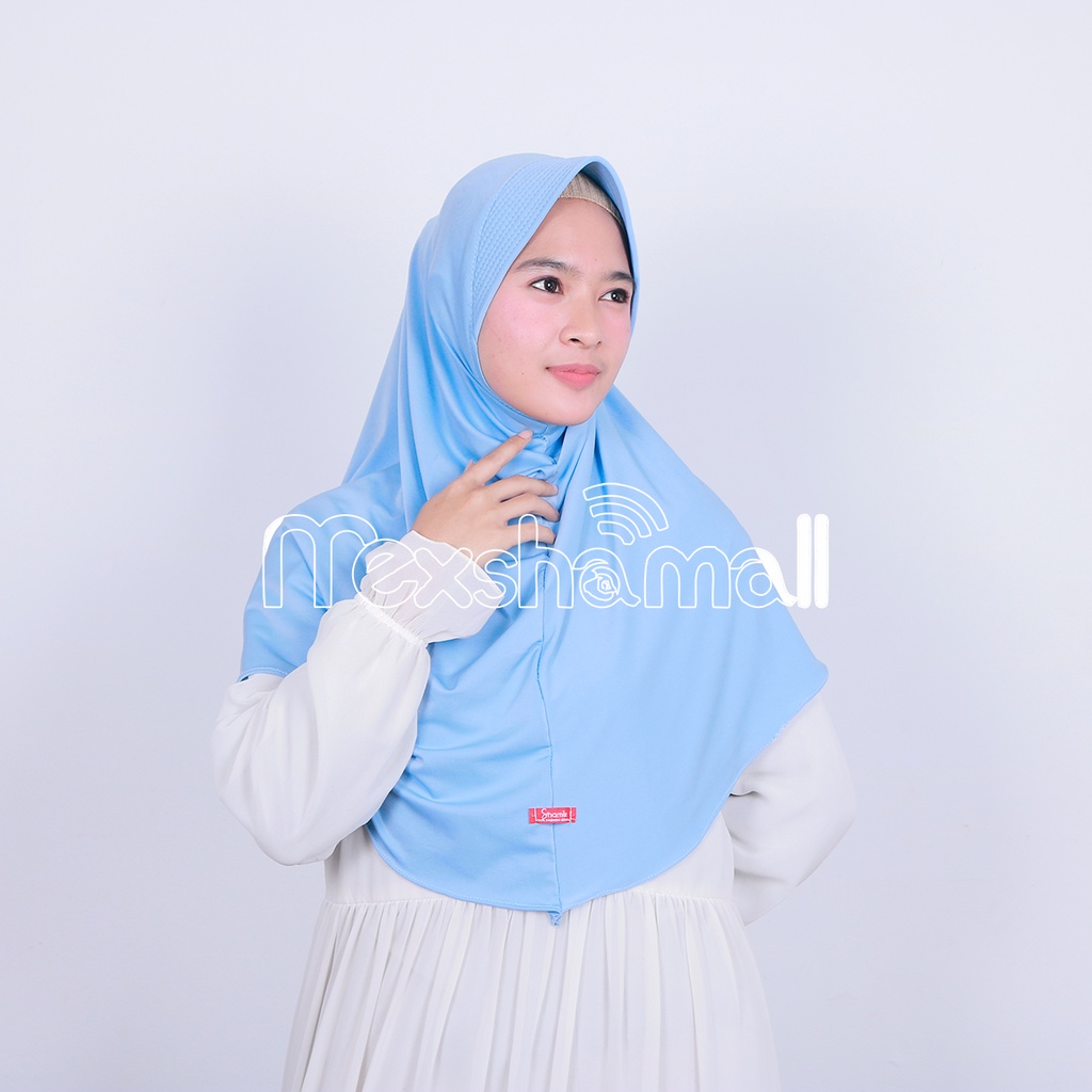 Hijab Bergo Hamidah Ukuran L Menutup Dada Jilbab Sport Hamidah Jersey Premium By Shamira Official