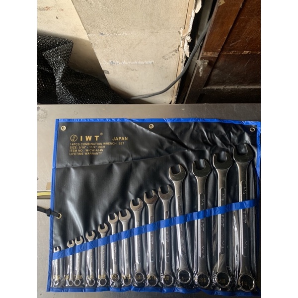 Kunci ring pas inchi set 14 pcs IWT (5/16"-11/4")Chrome Vanadium JAPAN