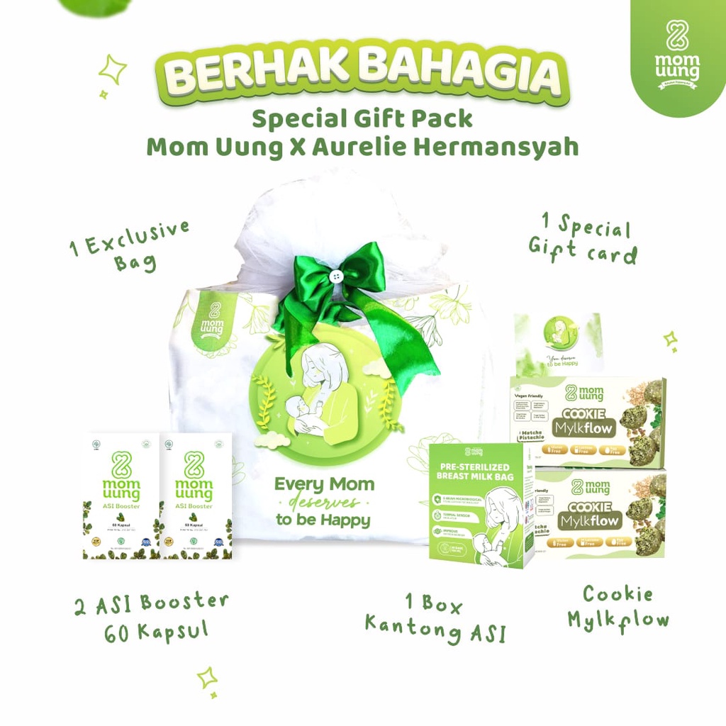 READY SURABAYA MOM UUNG Special Gift Pack Berhak Bahagia / Paket Menyusui / ASI Booster / Cookie Pelancar ASI Matcha