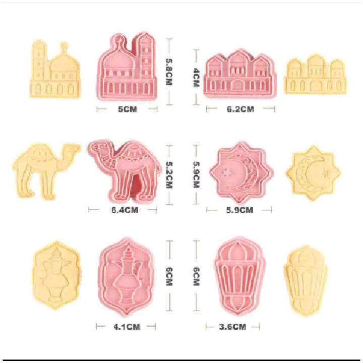 Set Isi 6 Cetakan Kue Kering Fondant Roti Kue Isi 6 Edisi Kue Lebaran Bentuk Masjid Unta Lentera Bulan Kue Kering Mold