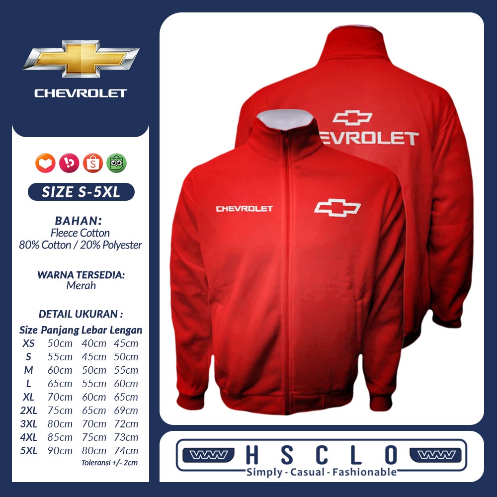 Tracktop Jacket XS-5XL CHEVROLET Chevy Offroad Rally Sport Racing Car Paris Dakar Jaket Bahan Katun 