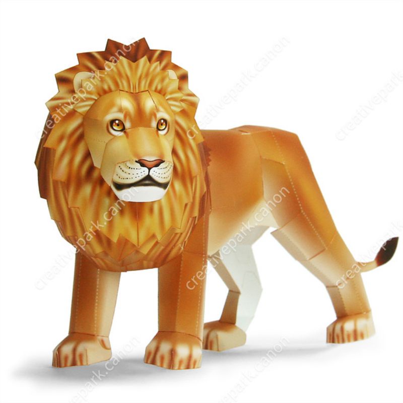 Mainan anak Singa DIY miniatur Diorama pajangan dekorasi papaercraft