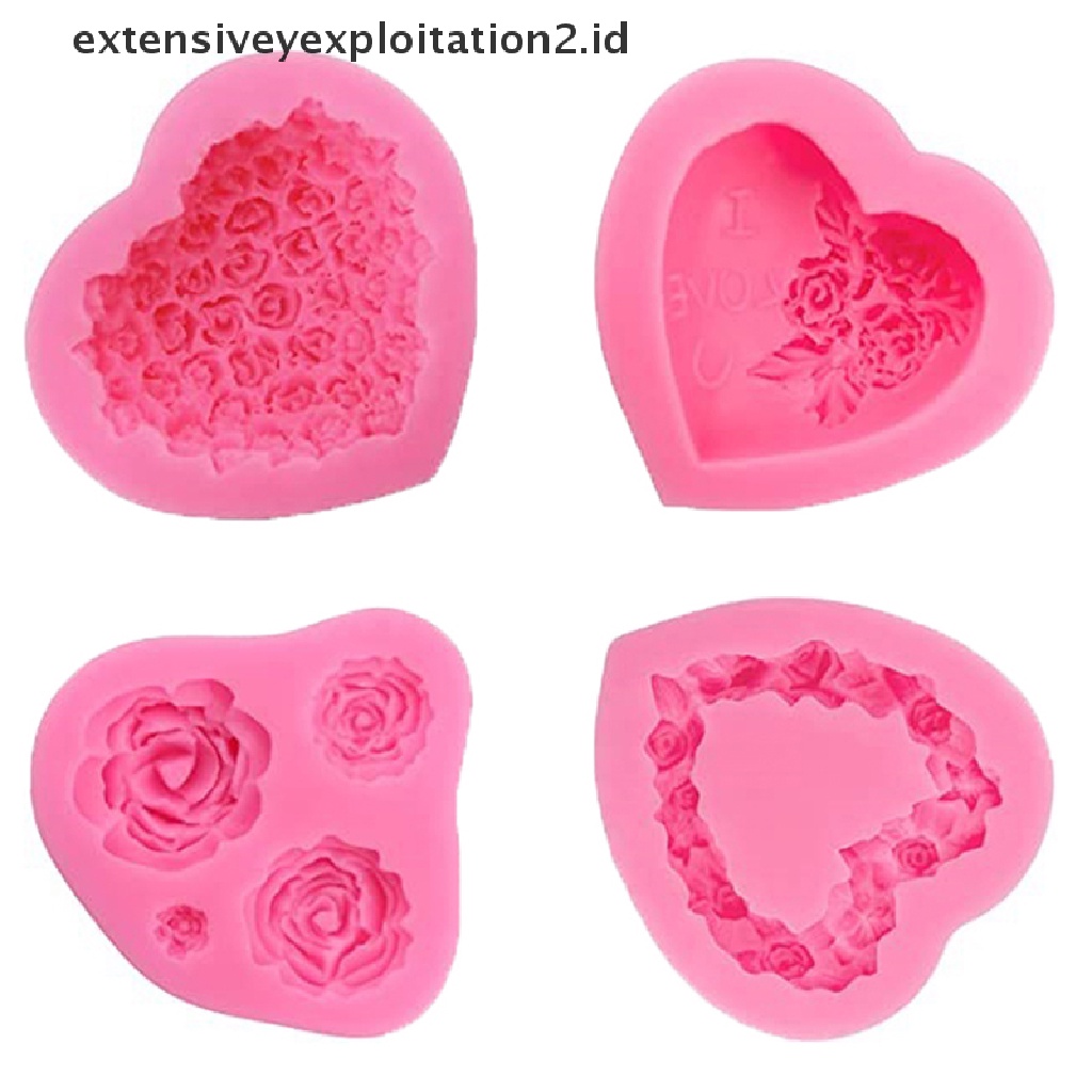 {NEW} 1pc Cetakan Silikon Sugarcraft Bentuk Mawar Hati Cupcake Baking Decorag Mould.