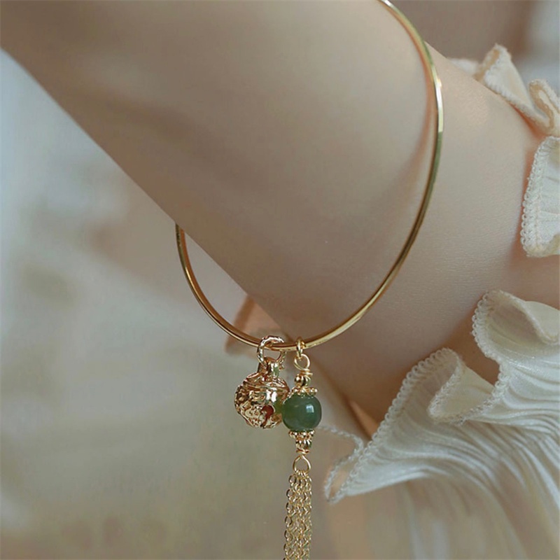 18k Emas Korea fashion Rumbai transfer Manik bell Wanita Siswa adjustable Gelang Hadiah Perhiasan