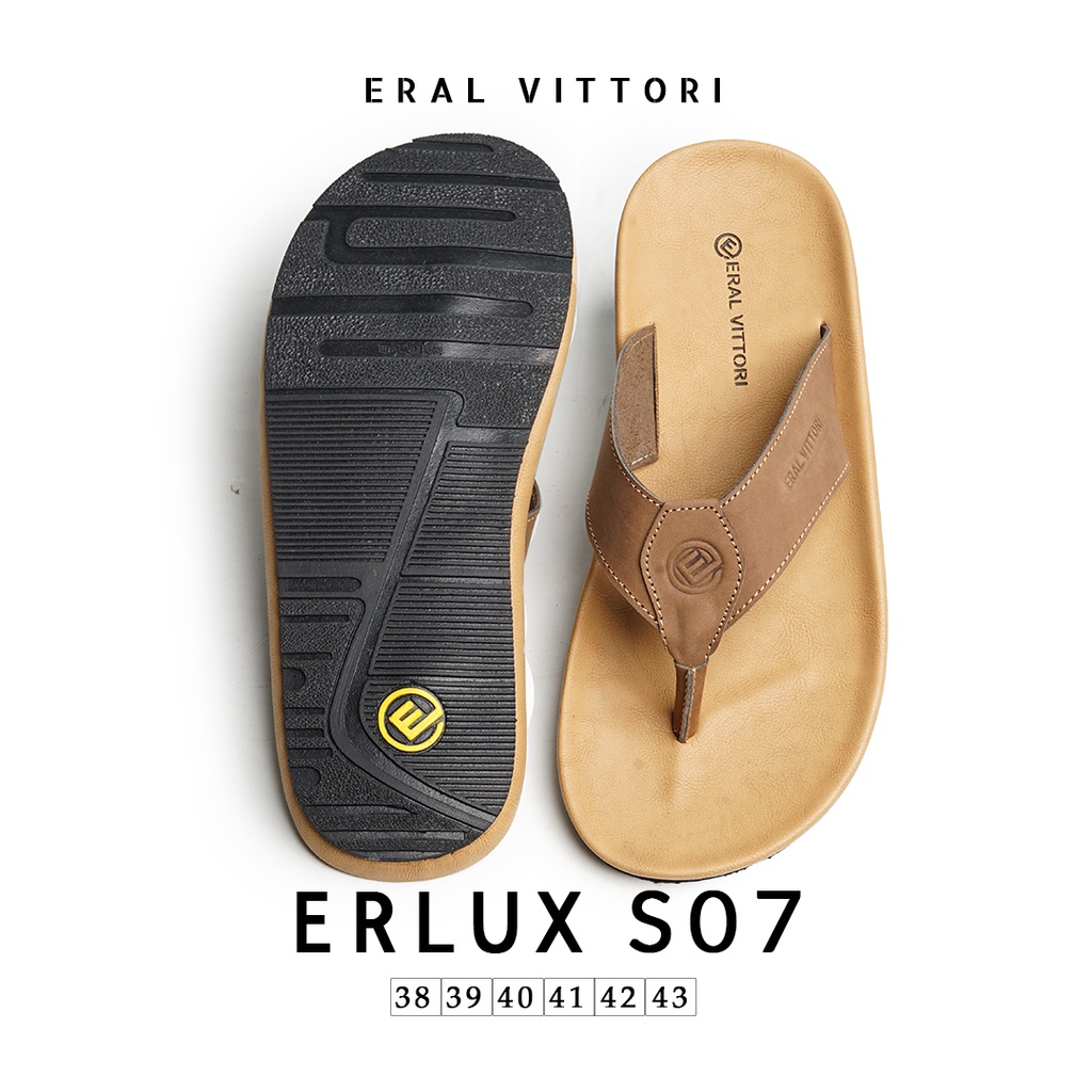 Eral Vittori - Erlux S07 Sandal Jepit Pria Kulit Kasual Harian