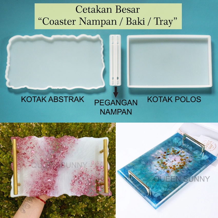 Cetakan Resin Nampan Baki KOTAK BESAR Serving Tray Silicone Mold Coaster Tatakan Cetakan Silikon Mou