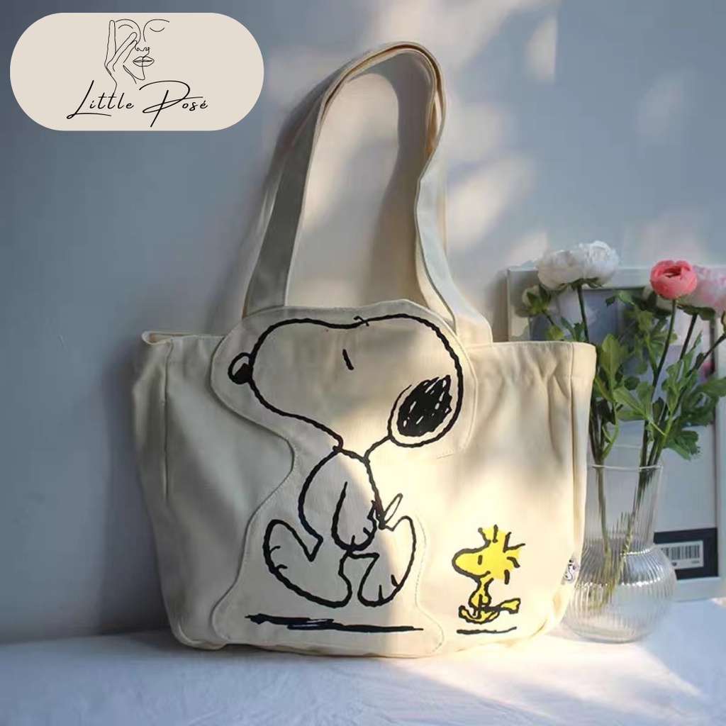 Snoopy Canvas Tote Bag Tas Bahu Laptop Snoopy