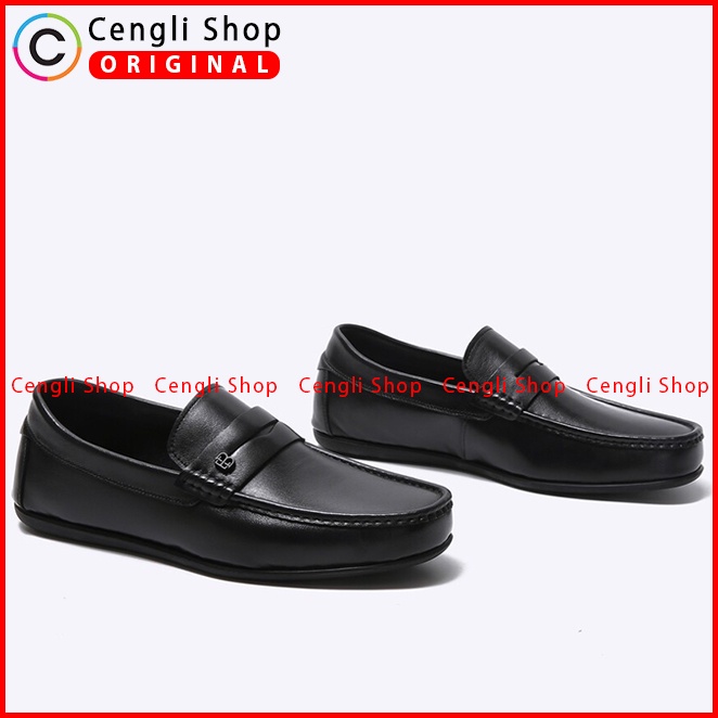 EM04 SEPATU SLIP ON EVERBEST PRIA ORIGINAL CASUAL KULIT ASLI BRANDED HITAM