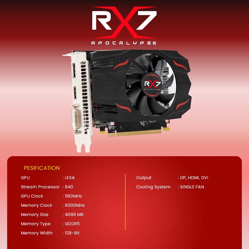 VGA RX7 RX 550 4GB GDDR5 128 BIT REAL CAPACITY RESMI