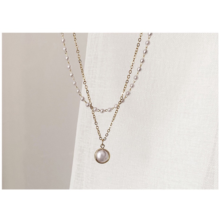 Kalung Titanium Tetes Air Liontin intan zircone aksesoris wanita Putih