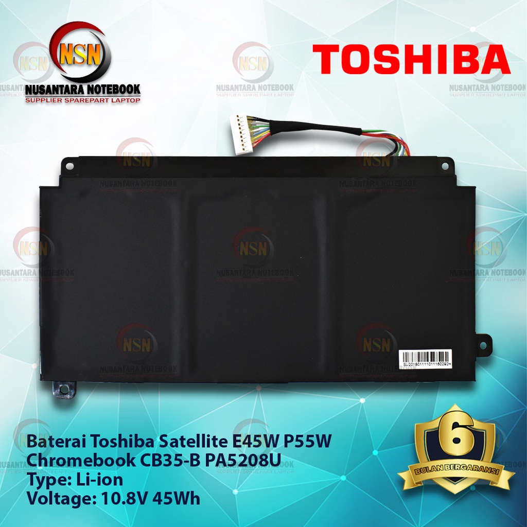 Baterai Original Laptop Toshiba Satellite E45W P55W Chromebook CB35-B PA5208U 10.8V 45Wh