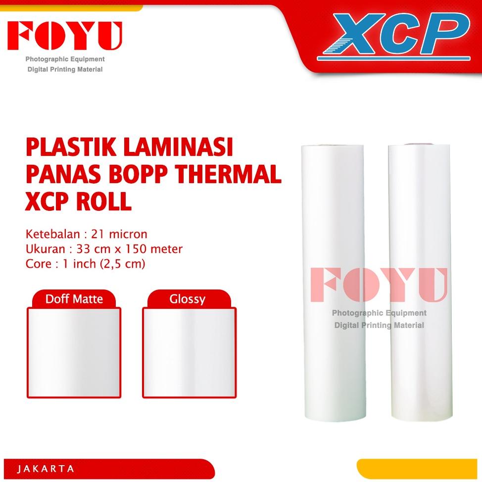 

PLASTIK LAMINASI PANAS BOPP THERMAL XCP ROLL 21 MIC 33CM X 150M TERLARISS...,,,,,