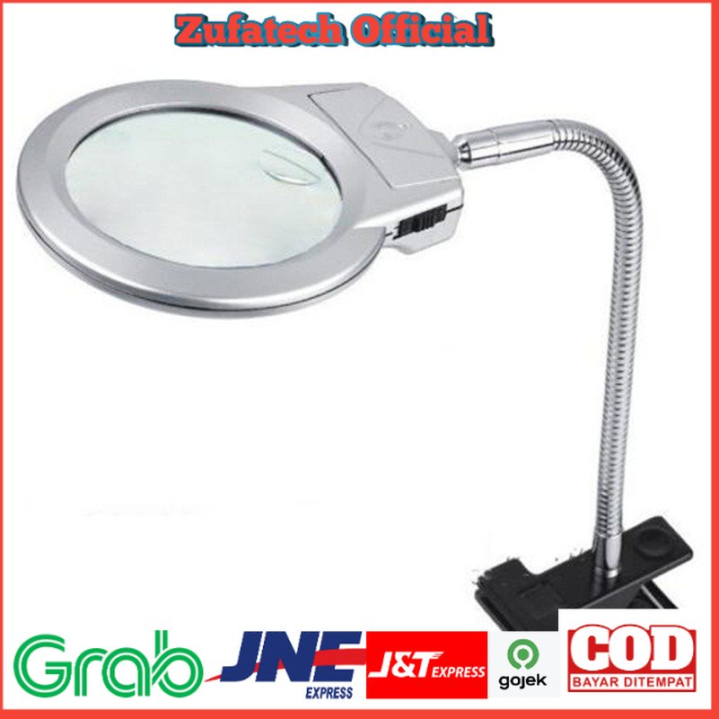 GoodLand Lampu Meja Portable dengan Kaca Pembesar - MG15122-2B - Silver