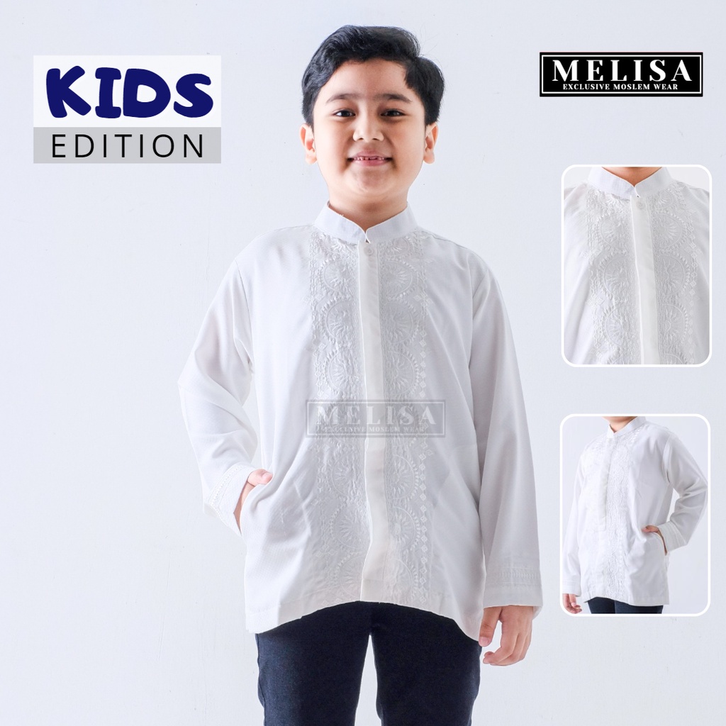 baju koko anak remaja tanggung lengan panjang baju koko anak laki laki bahan poli katun warna putih tulang size 14 15 16 17