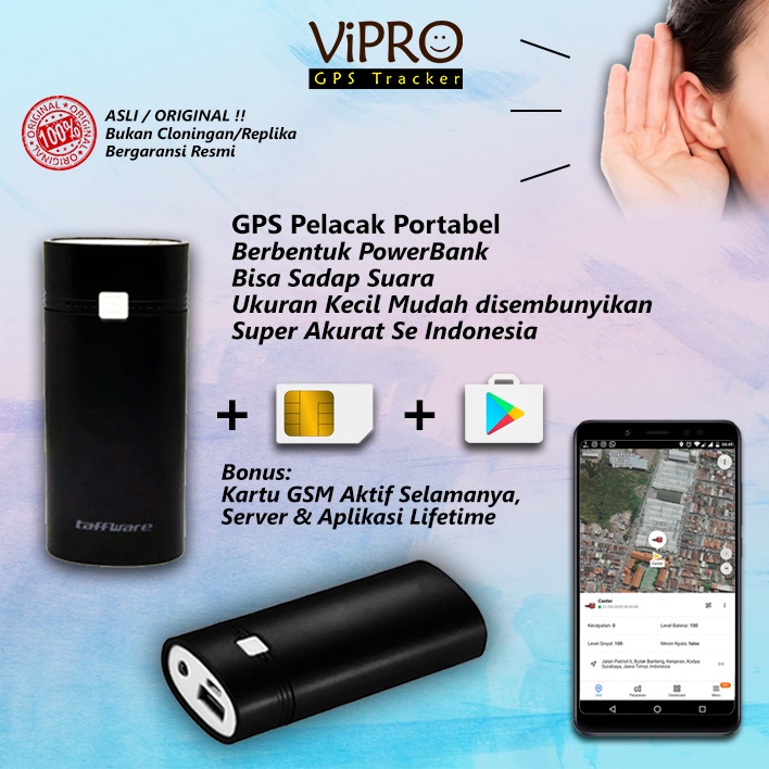 GPS Portabel bentuk PowerBank | Pelacak Anak - Suami - Istri - Karyawan - Tas - Koper | Baterai Awet