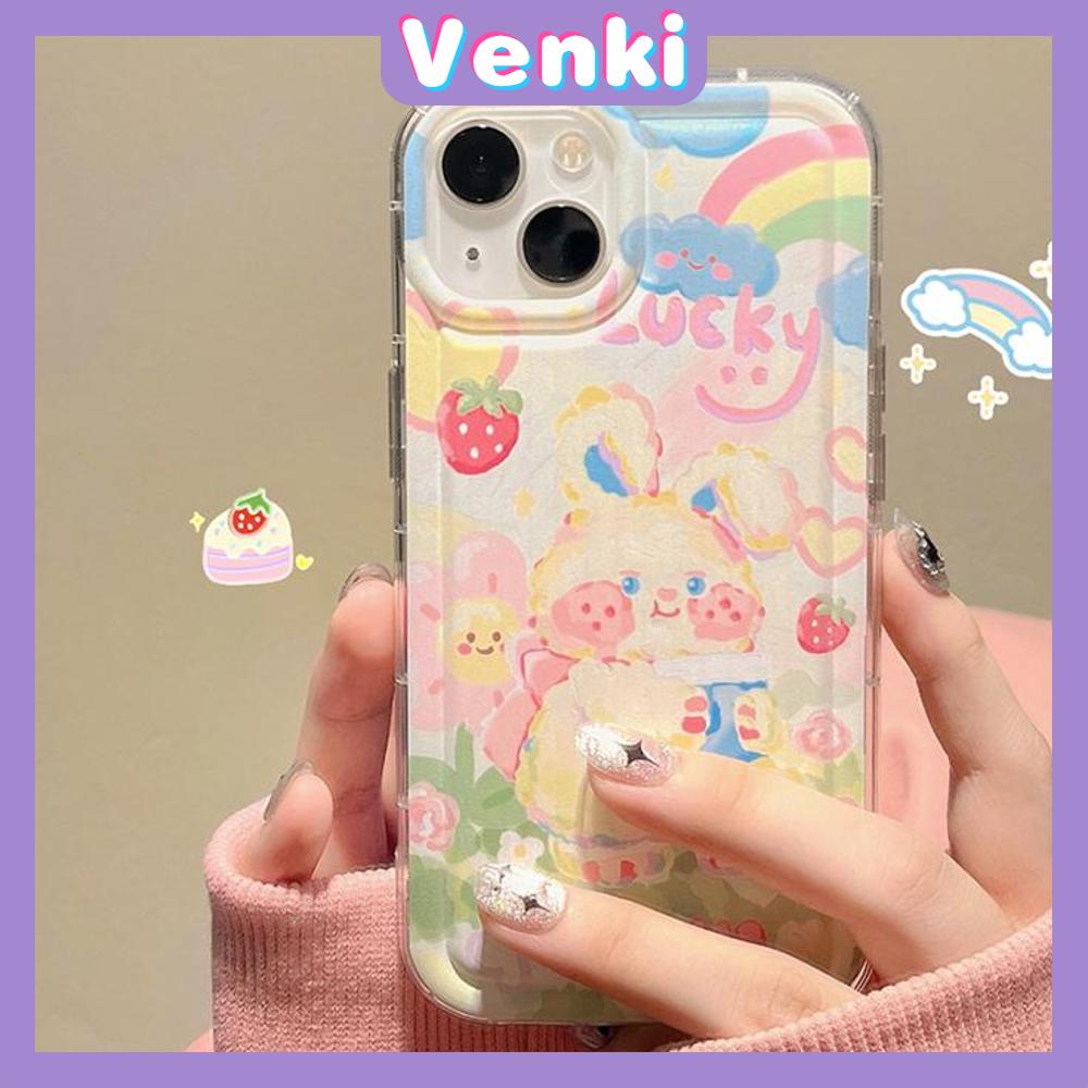 Case For iPhone 14 Pro Max TPU Soft Jelly Airbag Clear Case Cute Cartoon Rabbit Camera Protection Shockproof For iPhone 14 13 12 11 Plus Pro Max 7 Plus X XR