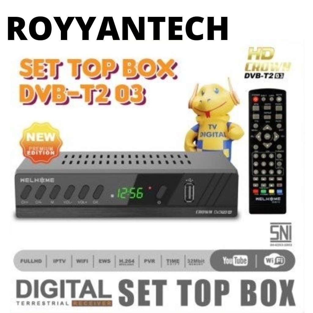 SET TOP BOX WELHOME 03 STB DVBT2 WELHOME PENERIMA SINYAL TV DIGITAL