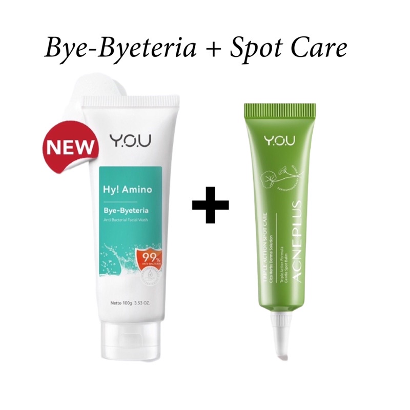 You Bundle Set Acne Plus Spot Care &amp; Hy Amino Facial Wash Anti Acne | Hydrating | Bye Byeterial | Brightening | Oil Control