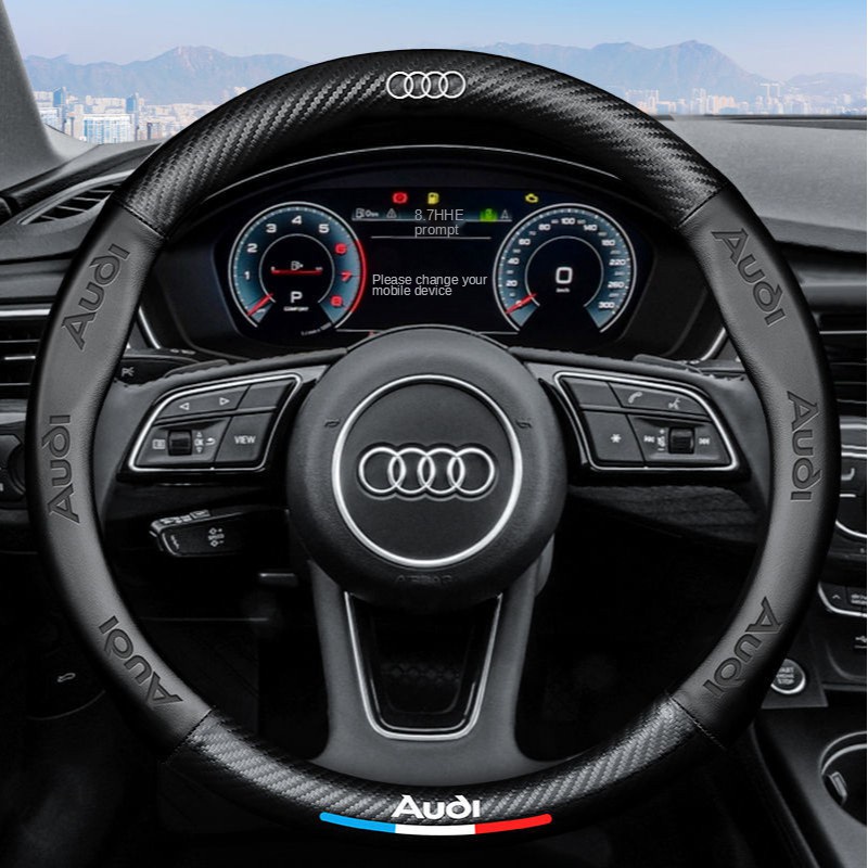 Untuk Audi Penutup Setir Mobil Serat Karbon Gaya Sport A3 A4 A5 A6 A7 Q3 Q5 Q7